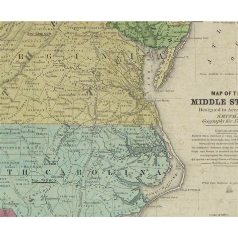 Map Mid Atlantic States 1839 Original Art Antique Maps And Prints