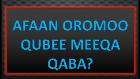 Afaan Oromoo Qubee Meeqa Qaba Barumsa Afaan Oromoo Kutaa 7ffaa Youtube