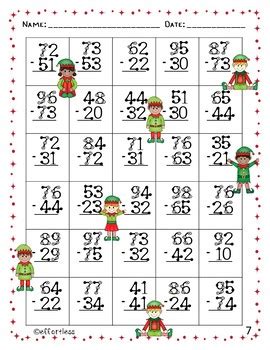 Other resources to use with this double digit addition with regrouping worksheet pack. Christmas Touch Math: Double Digit Subtraction NO ...