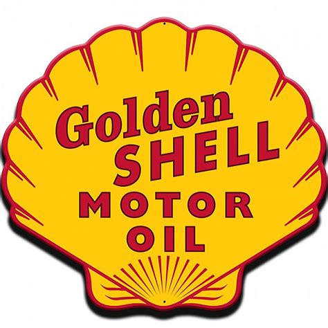 Golden Shell Motor Oil Logo Large Metal Sign Vintage Style Steel Garage