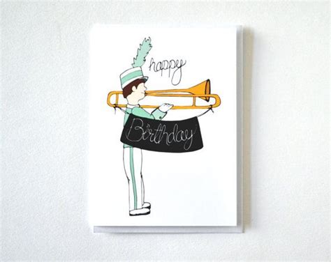 Happy Birthday Card Marching Band Geek Greeting Card Trombone Player