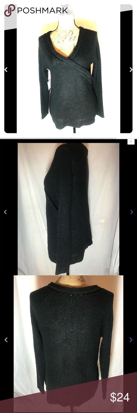 🆕 Hinge Black Surplice Sweater Loose Knit Mohair Nwt Black Surplice