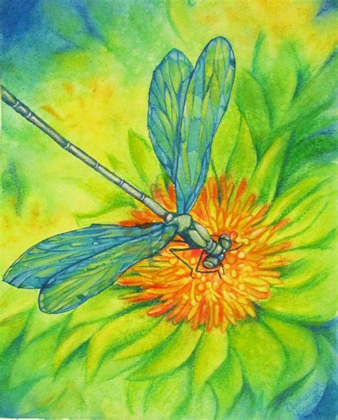 Blue Dragonfly Painting By Cynthia Stewart Fine Art America