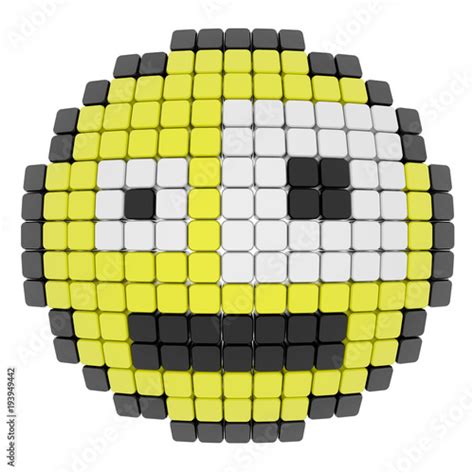 Smiley Pixel Art Style 3d Render Acheter Cette Illustration Libre De