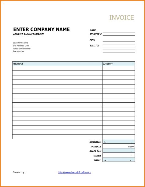 Free Fill In Invoice Templates Cataloglasopa