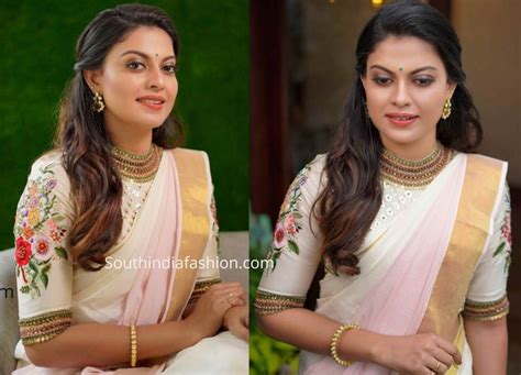Onam Saree Blouse Collection By Label M Pushpaka Collection Kerala