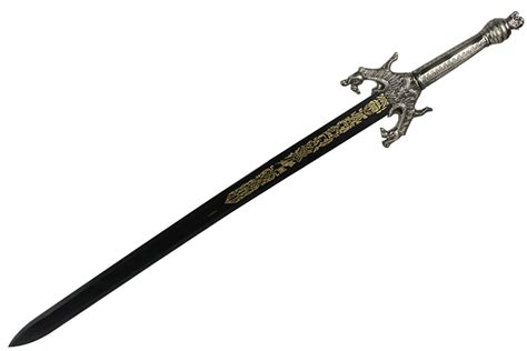 Fight Channel 28 Black Blade Sword With Engraved Horse Handle And