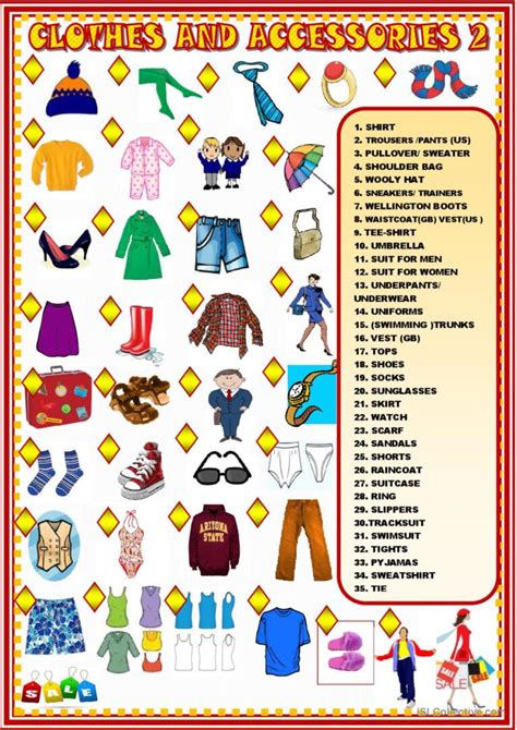 Clothes And Accessories Matching2 English Esl Worksheets Pdf And Doc