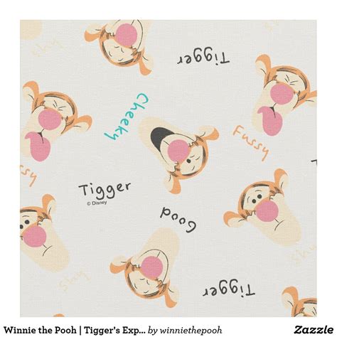 Winnie The Pooh Tiggers Expressions Pattern Fabric Fabric Patterns