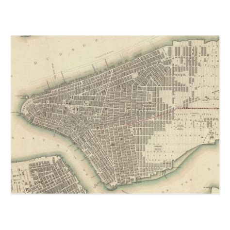 Vintage Map Of Lower New York City 1840 Postcard Zazzle