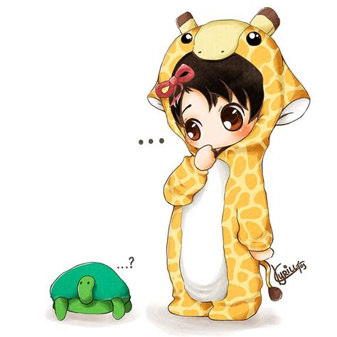 Baby Giraffe And A Tortoise By Kyrill 301 On Deviantart Chibi