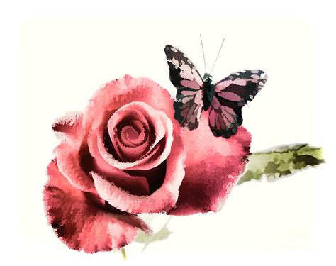 Maybe you would like to learn more about one of these? Red Rose flower and Butterfly Painting in Color 3184.02 ...