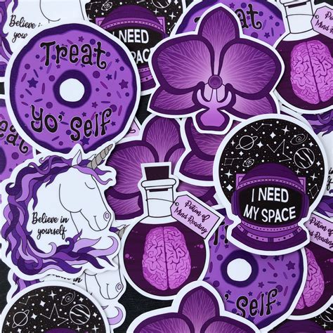 Purple Sticker Set Purple Aesthetic Purple Stickers Etsy