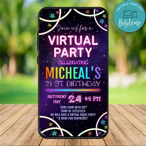 Because each square features an illustration, even. Zoom Party Video Chat Girls Birthday E-invite Template DIY ...