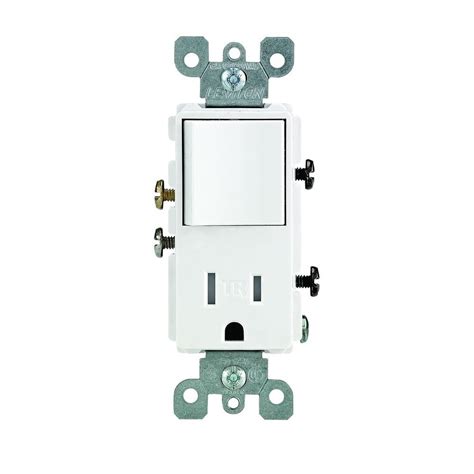 Leviton Decora 15 Amp Tamper Resistant Combo Switch And Outlet White
