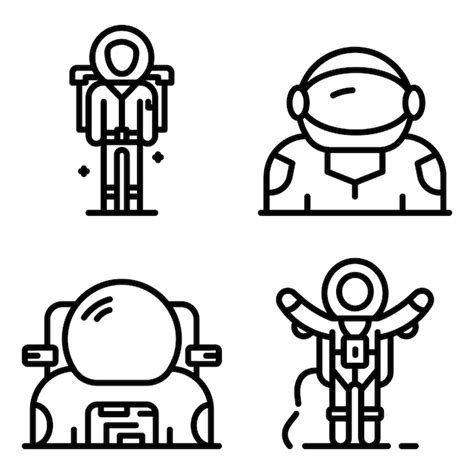 Premium Vector Astronaut Icons Set Outline Style
