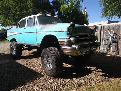 So Cool A 1957 Chevy Bel Air And Long Bed Crew Cabs Etc Motor And Chassy
