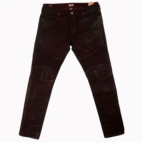 True Religion Wax Coated Deep Red Biker Jeans Men From Brother2brother Uk