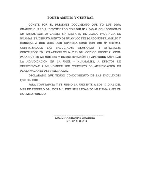 Carta Poder Amplio Y General Lima Business