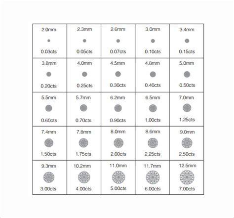 A round diamond is a traditional stone that is cut into a circular shape with a faceted bottom to create dimension and life in the stone. FREE 5+ Sample Diamond Size Chart Templates in PDF