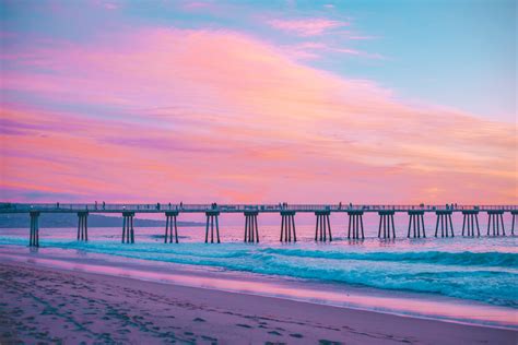 5472x3648 Sunrise Wave Sunset Sea Nature Footprints Blue Water Pastel Pink Californium