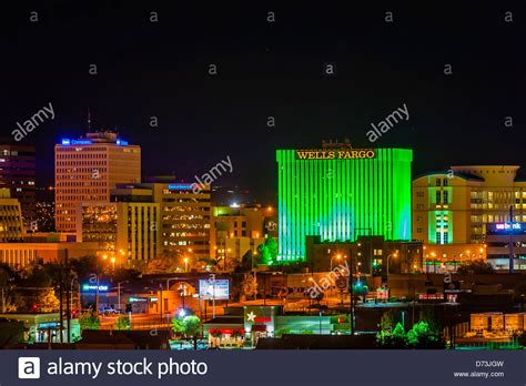 Downtown Skyline At Night Albuquerque New Mexico Usa