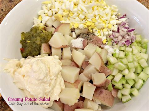 Place potatoes in large mixing bowl, peel then chop the eggs, add to the potatoes. Creamy Egg Potato Salad Recipe : Traditional Creamy Potato Salad Saving Room For Dessert ...
