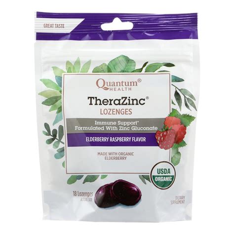Quantum Health Thera Zinc Elderberry Lozenges Natural Raspberry Flavor 12 Packs Of 14 Each