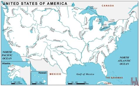 Major Rivers And Lake Map Of The Usa Whatsanswer Lake Map Usa Map