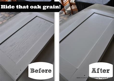 Using water putty to fill your wood grain is an easy way to get a perfect finish on your oak cabinets. Tips + Tricks for Painting Oak Cabinets - Evolution of Style