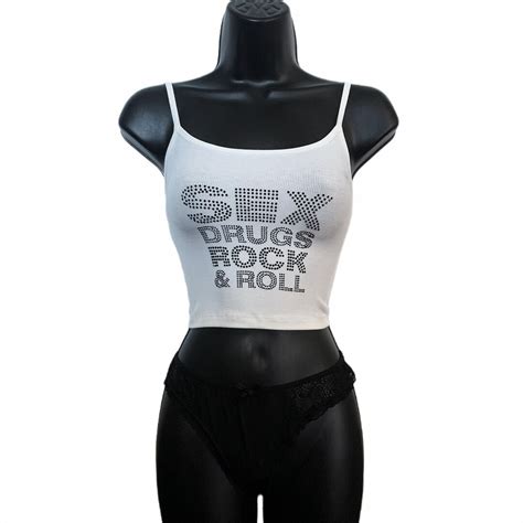 sex drugs rock and roll rhinestone cami sexy mysterious biker girl cool girl rockstar gf