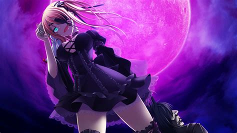 Wallpaper Anime Girl Dressing Corpse Moon Smile 2560x1440