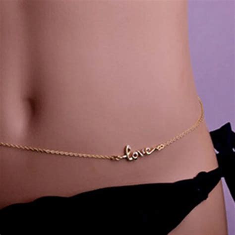 Gold Body Chain Jewelry Fashion Sexy Crossover Belly Chain Lady Sexy Bikini Eight Eternal Love
