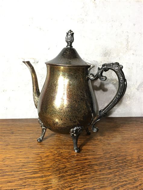 Vintage Silver Plated Teapot Footed Metal Teapot Leonard Etsy