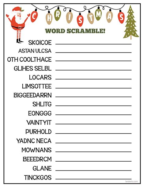 Free Printable Christmas Word Scramble Games