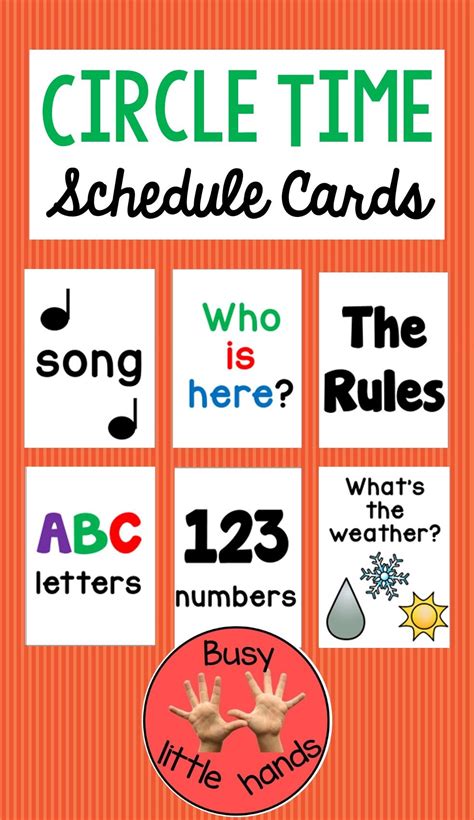 Circle Time Visual Schedule Cards For Preschool Kindergarten And Special