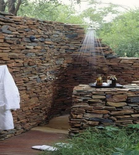 Outdoor Showers Built With Stone Concrete And Tiles Outdoor Bathrooms