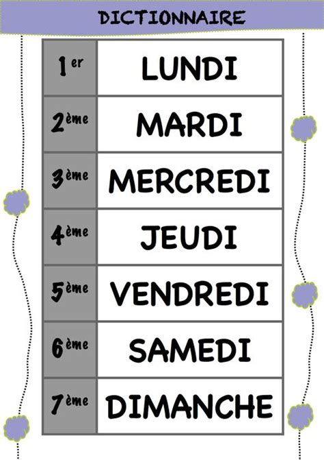 Les Jours De La Semaine Teacch Education French Worksheets