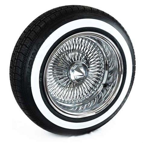 14x7 Reverse Chrome 100 Spoke Lowrider Wire Wheels Whitewall Tires Ninja Tire
