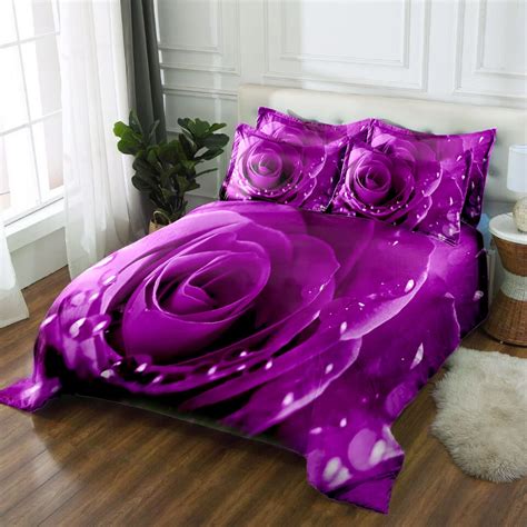 buy purple rose 3d bedding sets twin king size queen duvet bedsheet pillowcase