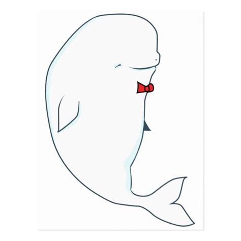Kawaii Beluga Whale With Red Bowtie Postcard In 2021
