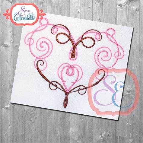 Heart Swirl 1 Design For Machine Embroidery Instant Download Etsy