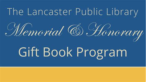 T Book Program Lancaster Public Library