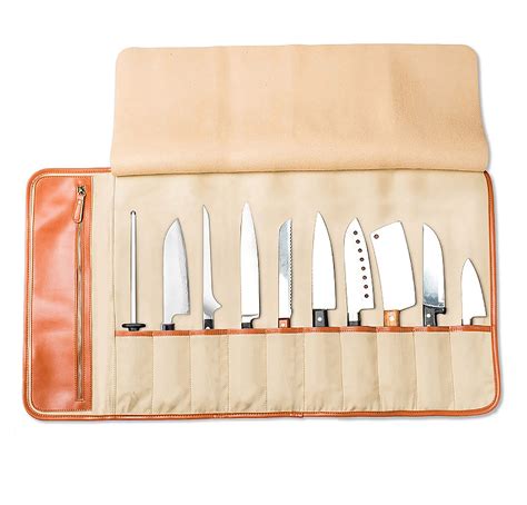 Chef Knife Roll Bag Carrying Case Holds 10 Knives Plus Zipper For