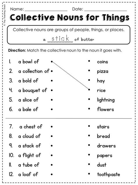 Free collective noun worksheet