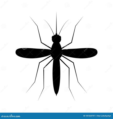 Mosquito Silhouette Black Mosquitoes Isolated On White Illustration