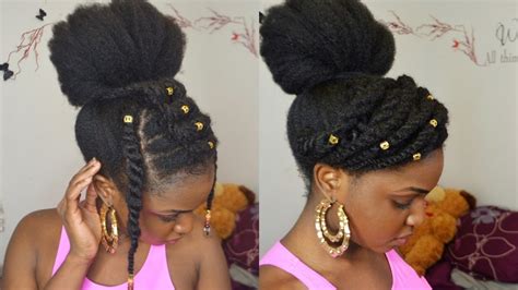 Bun And Twists On 4c Natural Hair Protective Style Youtube