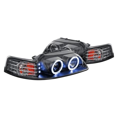 Lumen® Ford Mustang 2002 Black Halo Projector Headlights With Parking