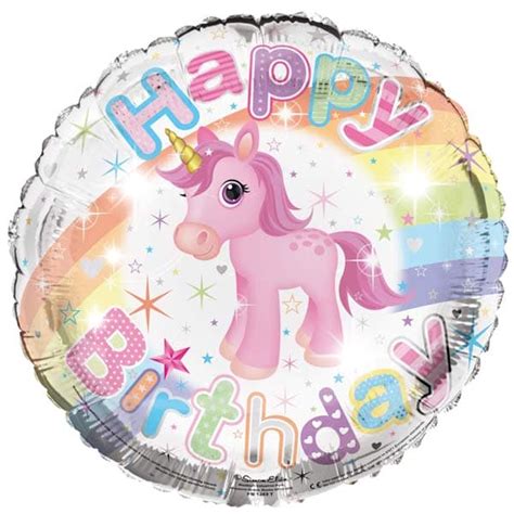 18 Happy Birthday Unicorn Foil Balloons Go International Uk