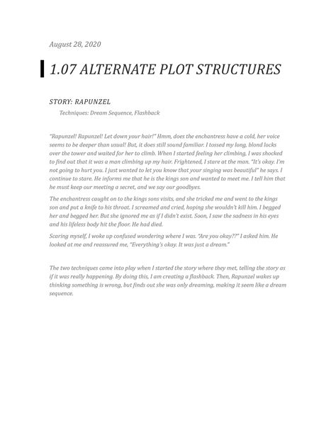 Document Nuzzles August 28 2020 1 Alternate Plot Structures Story